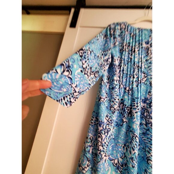 Lilly Pulitzer Blue/White Printed Tunic Dress W/ Tassel Details - S - Picture 9 of 11